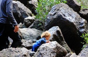 climbing rocks at minyon falls