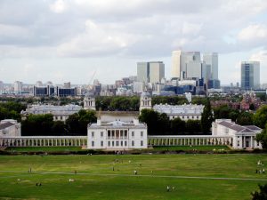 view of canary wharf from greenwich