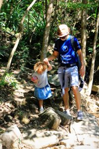 Father and daughter hiking, Dragon's Back, Hong Kong
