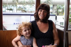 Mother and daughter on the tram, Hong Kong