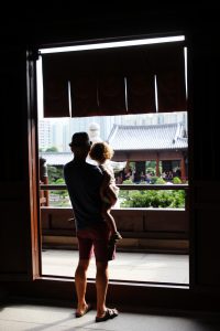 Father and daughter at Chi Lin Nunnery, Hong Kong