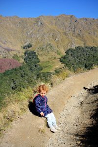 Toddler hiking Ben Lomond Track, Queenstown, New Zealand