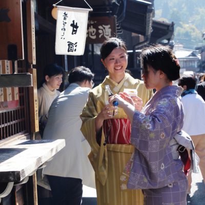 women in kimono in Takayama, Japan